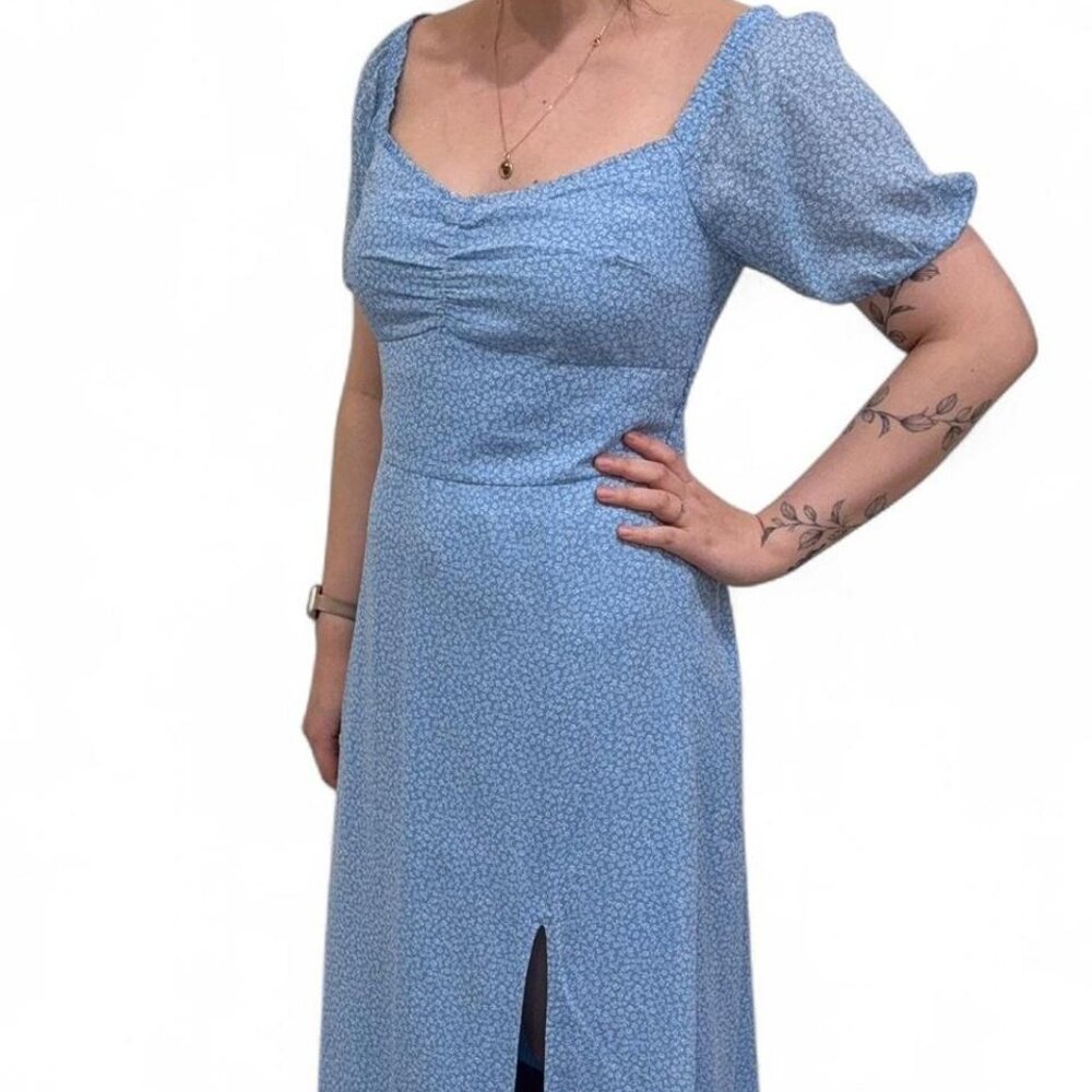 Hollister Women's Light Blue Floral Dress, Size L